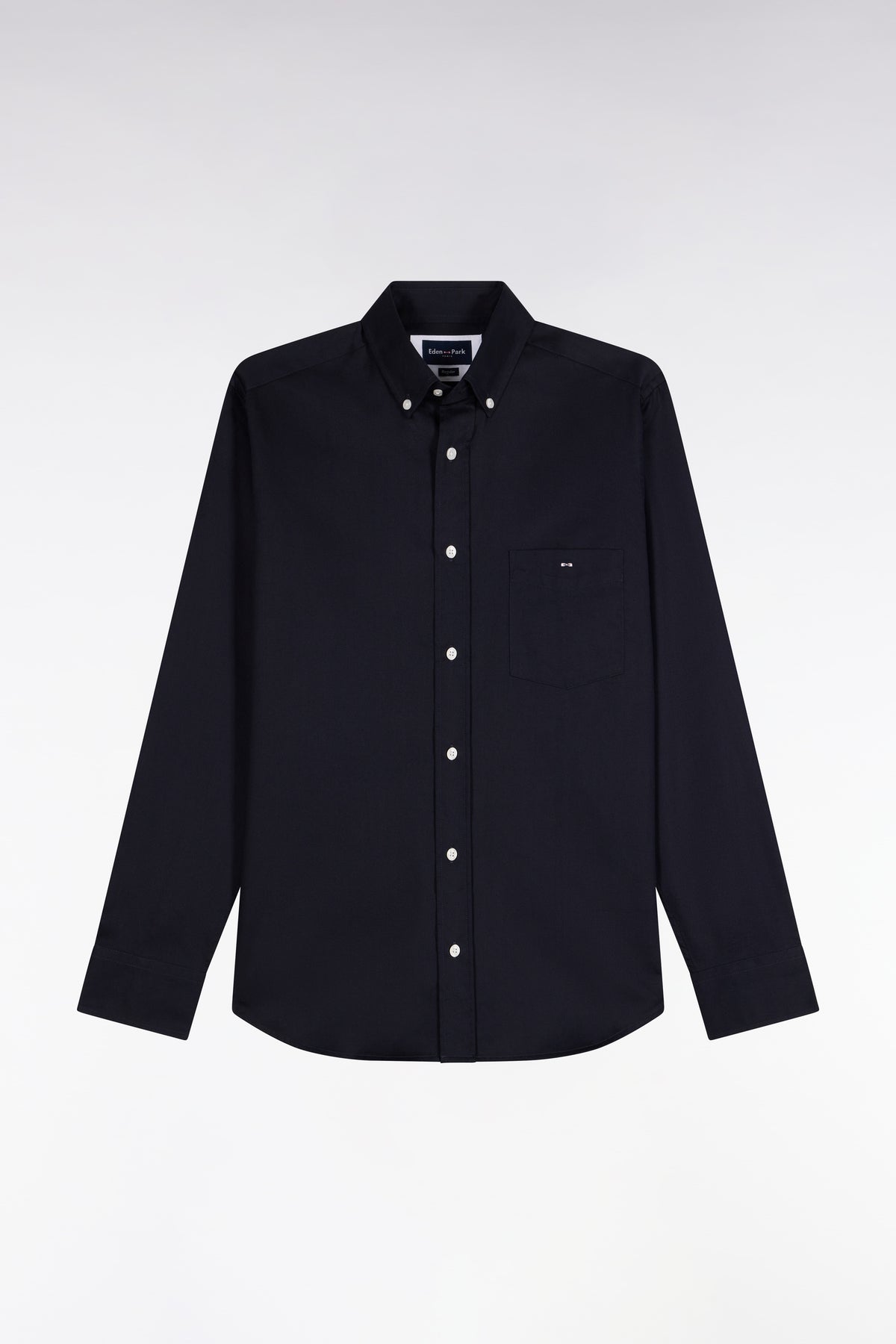 Chemise en piqué de coton marine coupe droite