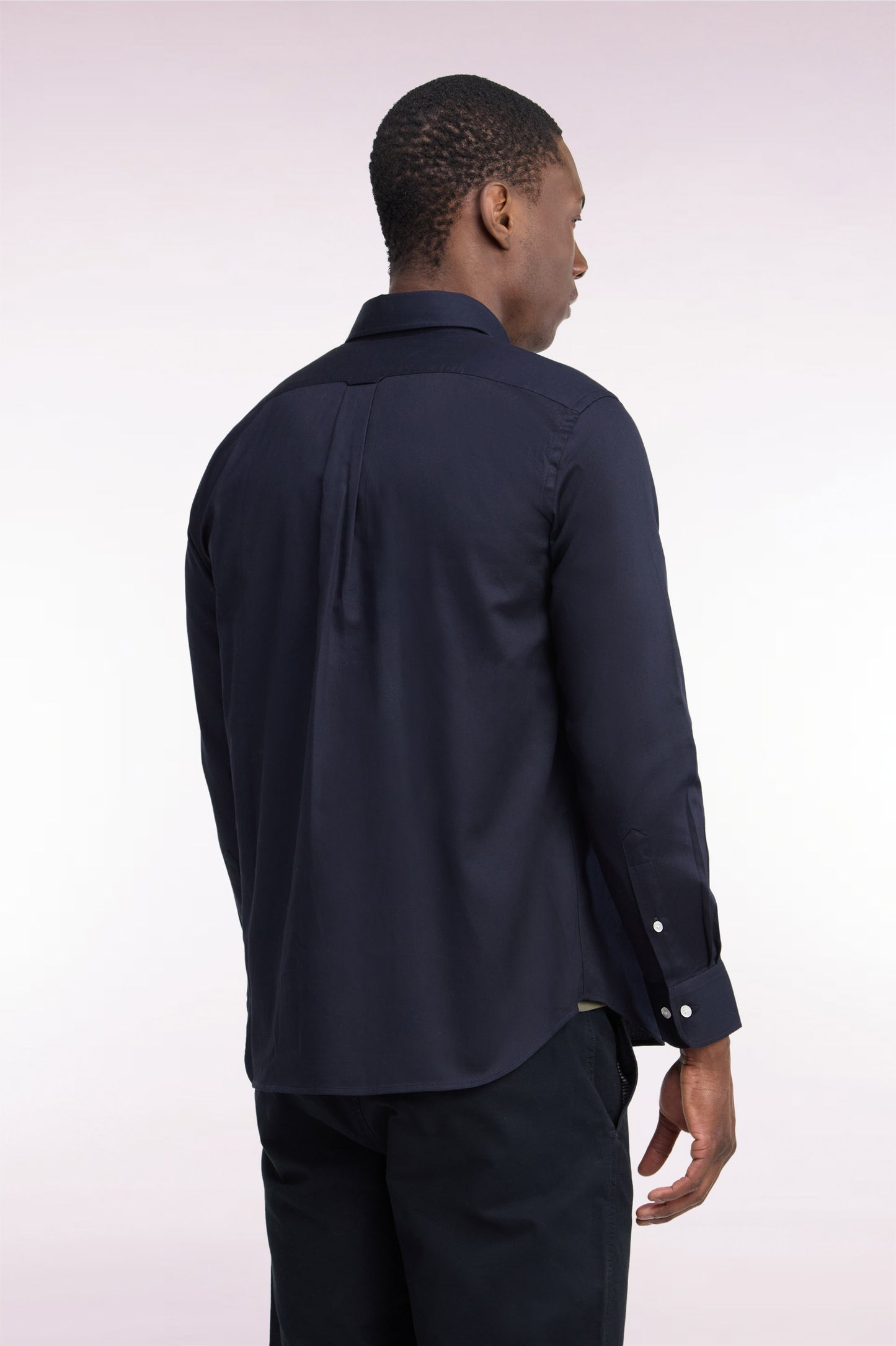 Chemise en piqué de coton marine coupe droite