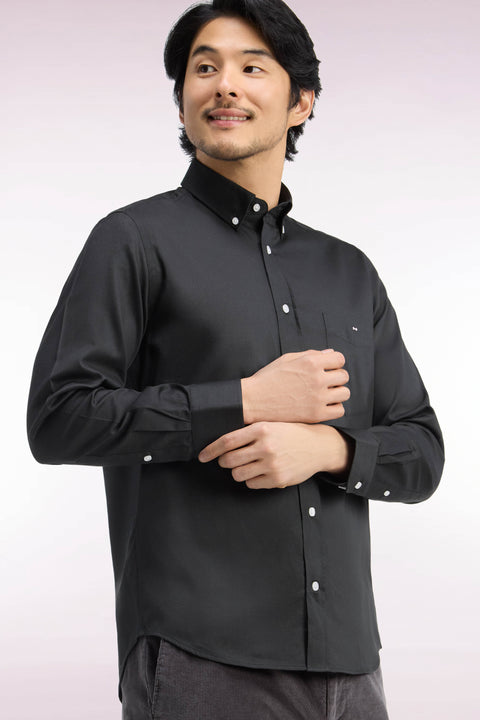 Chemise en piqué de coton kaki coupe droite - Image 1