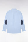 Chemise en coton ciel à détails micromotifs coupe droite