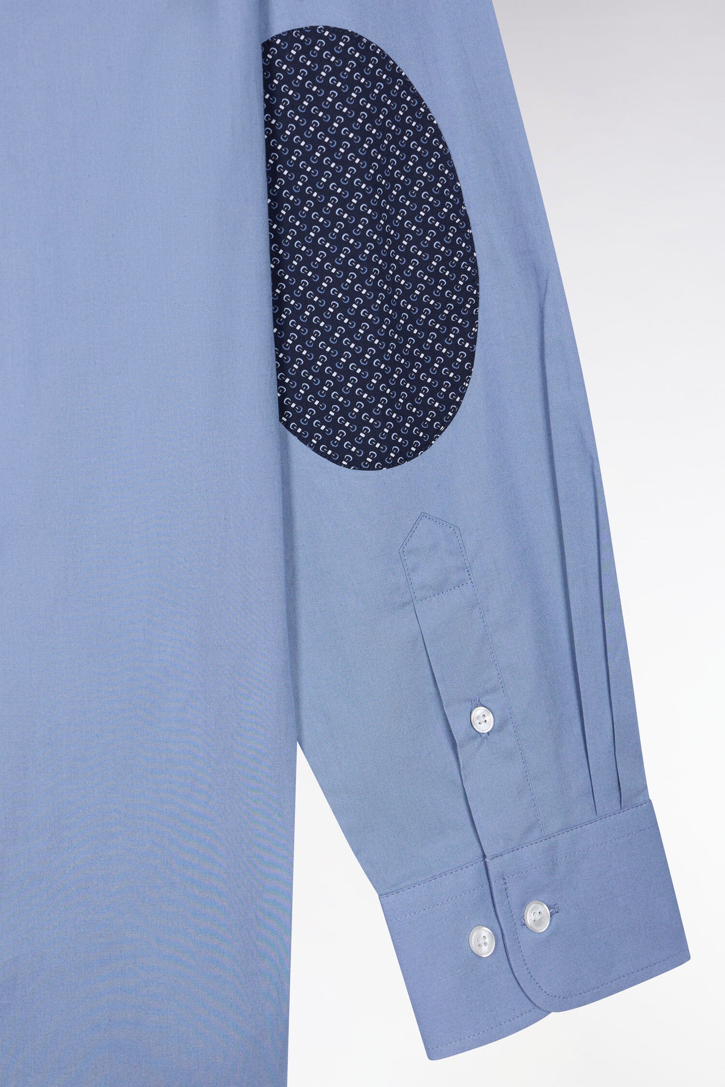 Chemise en coton bleu à détails micromotifs coupe droite