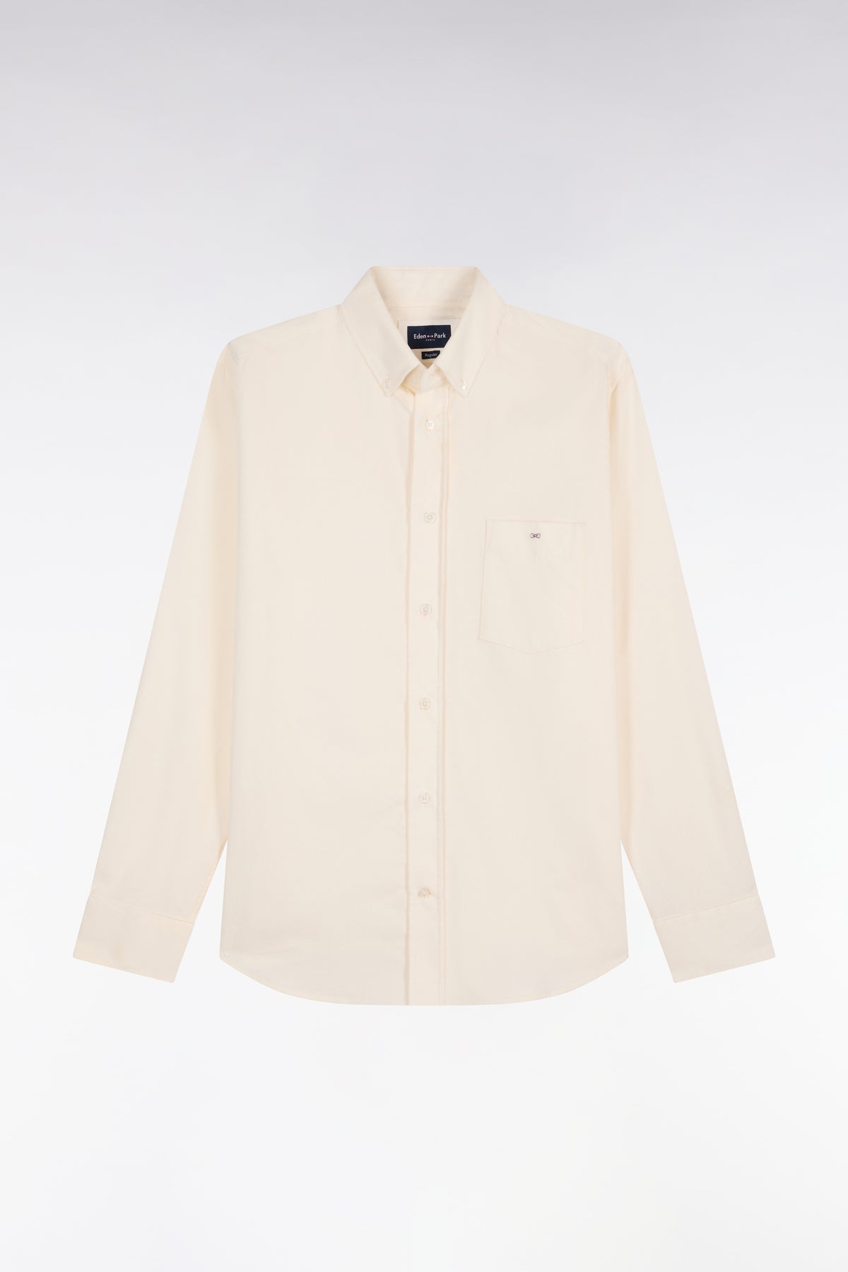 Chemise en coton côtelé écru coupe droite