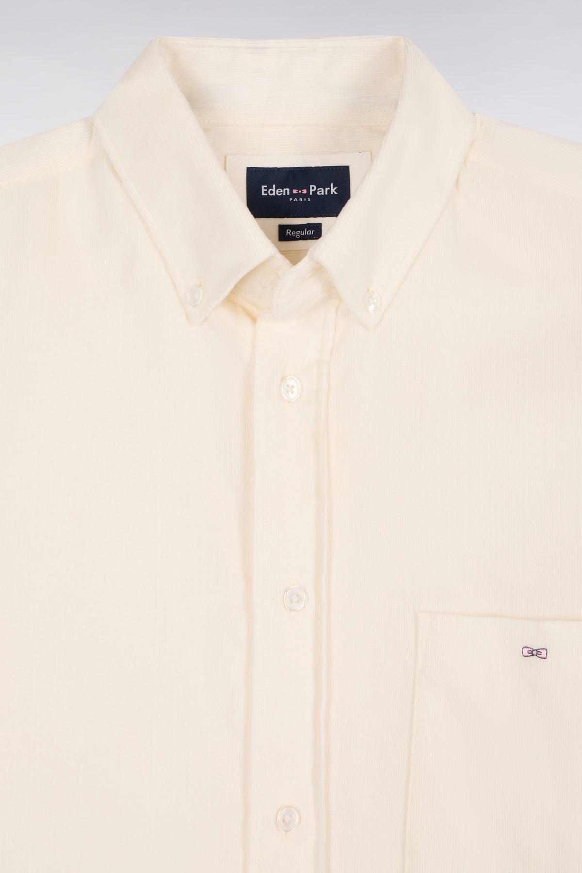 Chemise en coton côtelé écru coupe droite