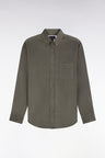 Olive green ribbed cotton straight fit shirt