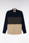 Chemise en velours côtelé tricolore coupe droite
