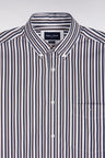 Straight-cut brown striped cotton poplin shirt