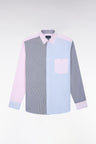 Chemise rayée en coton tricolore coupe droite