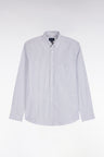 Chemise en coton à rayures bâtons marine coupe droite