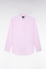 Chemise unie en coton rose coupe droite