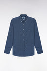Chemise en popeline de coton marine à micromotifs nœuds papillon