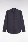 Gray cotton shirt with micro-patterned straight cut