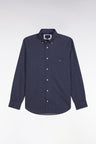 Chemise en popeline de coton marine à micromotifs bleus coupe droite