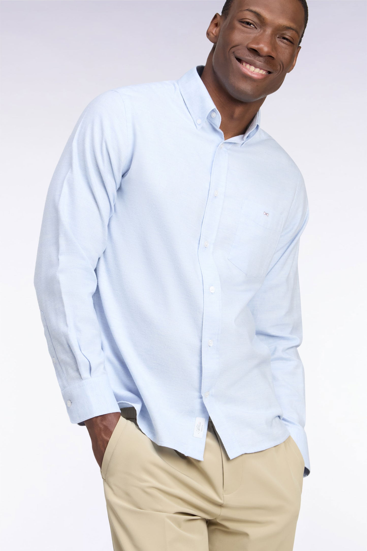 Chemise unie en coton gris coupe droite