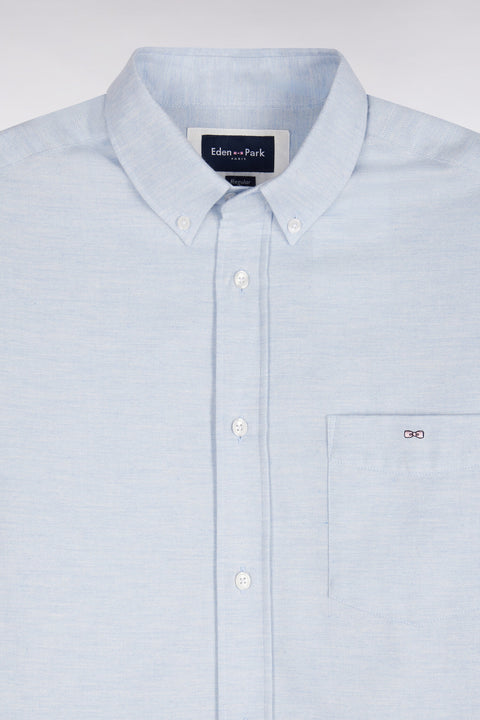 Chemise unie en coton gris coupe droite - Image 3