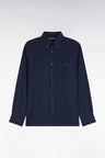 Plain navy cotton straight cut shirt