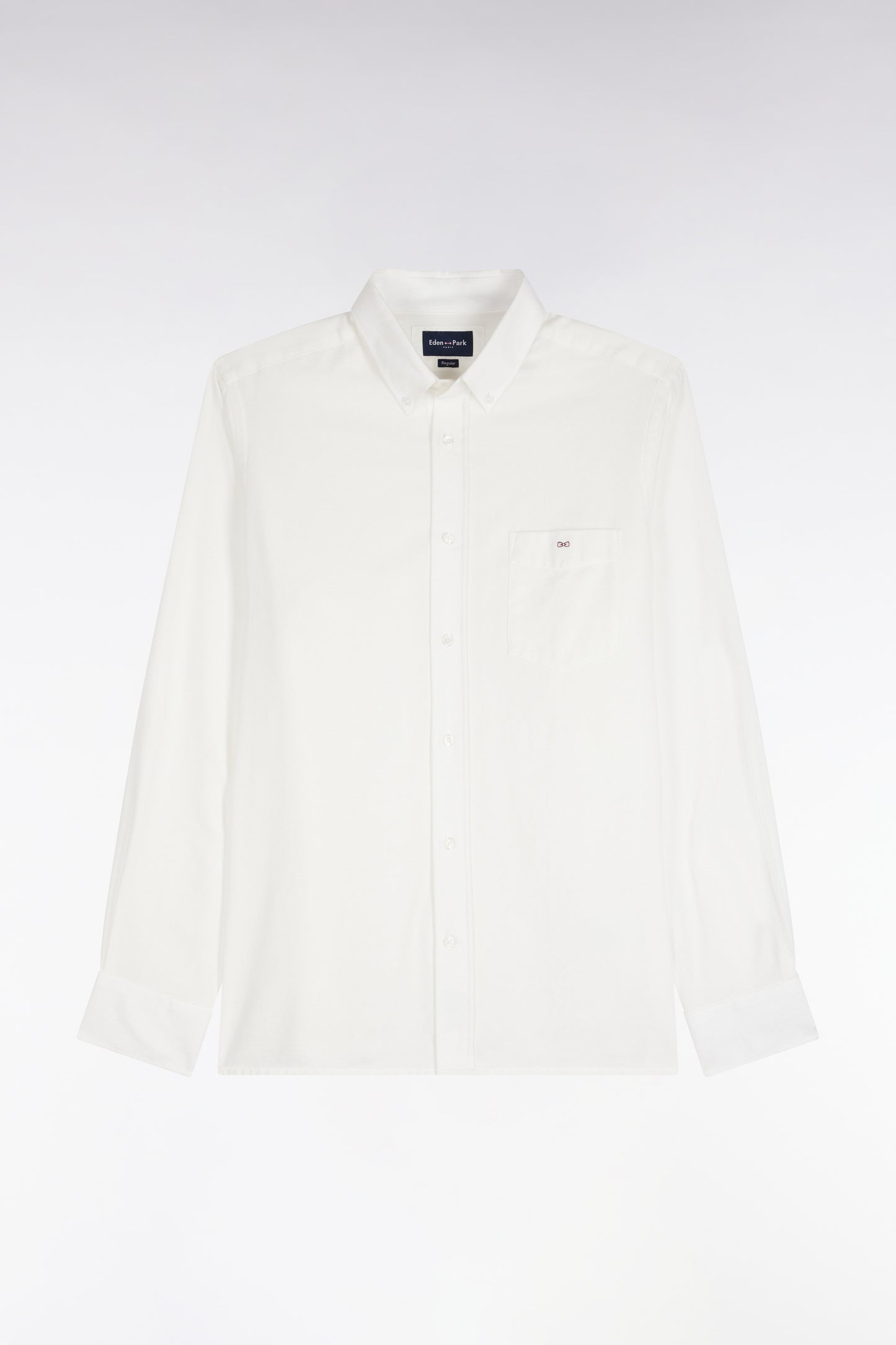 Chemise unie en coton ivoire coupe droite