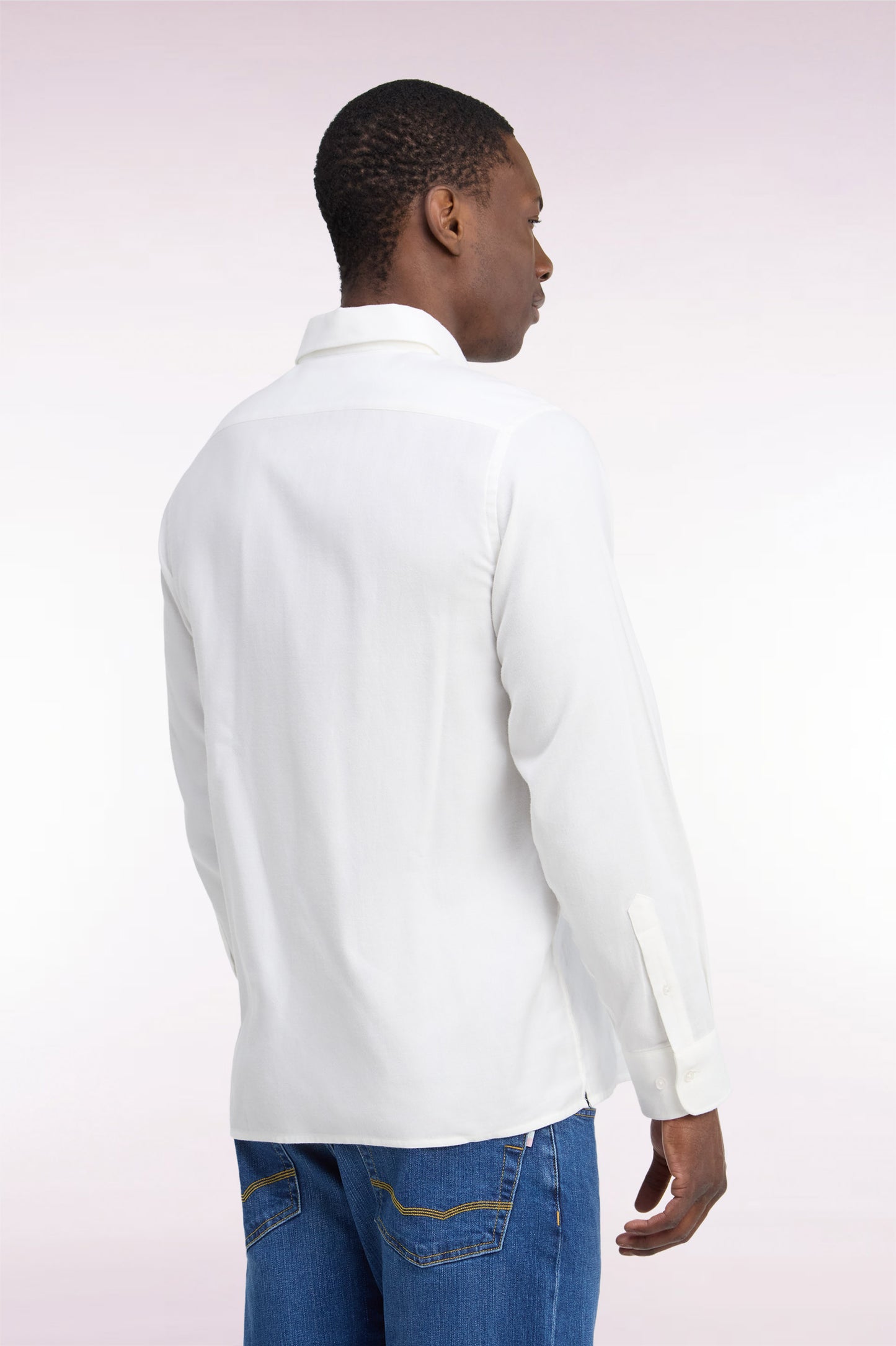 Chemise unie en coton ivoire coupe droite