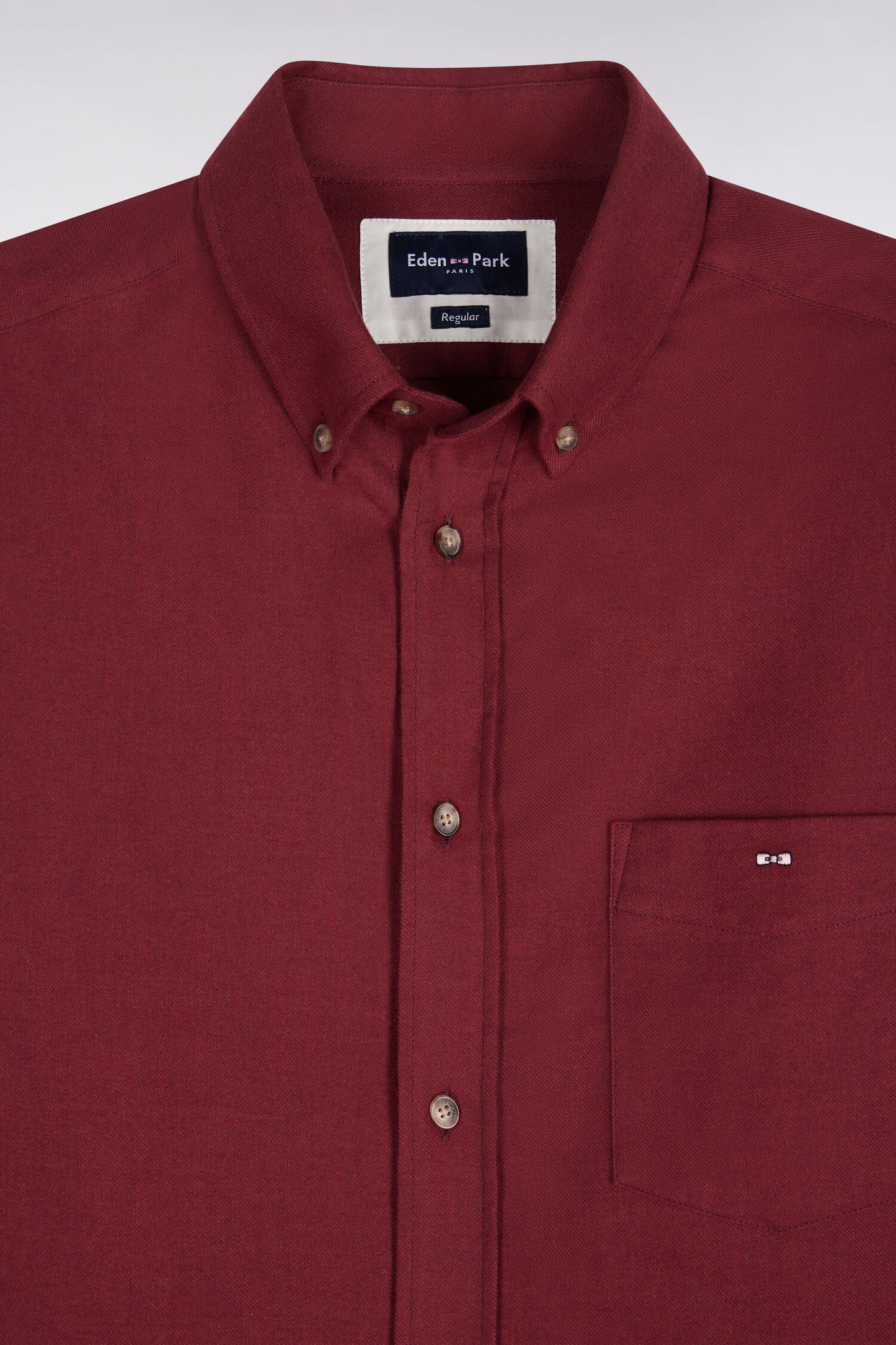 Chemise unie en coton rouge coupe droite