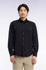 Chemise en coton stretch noir coupe droite
