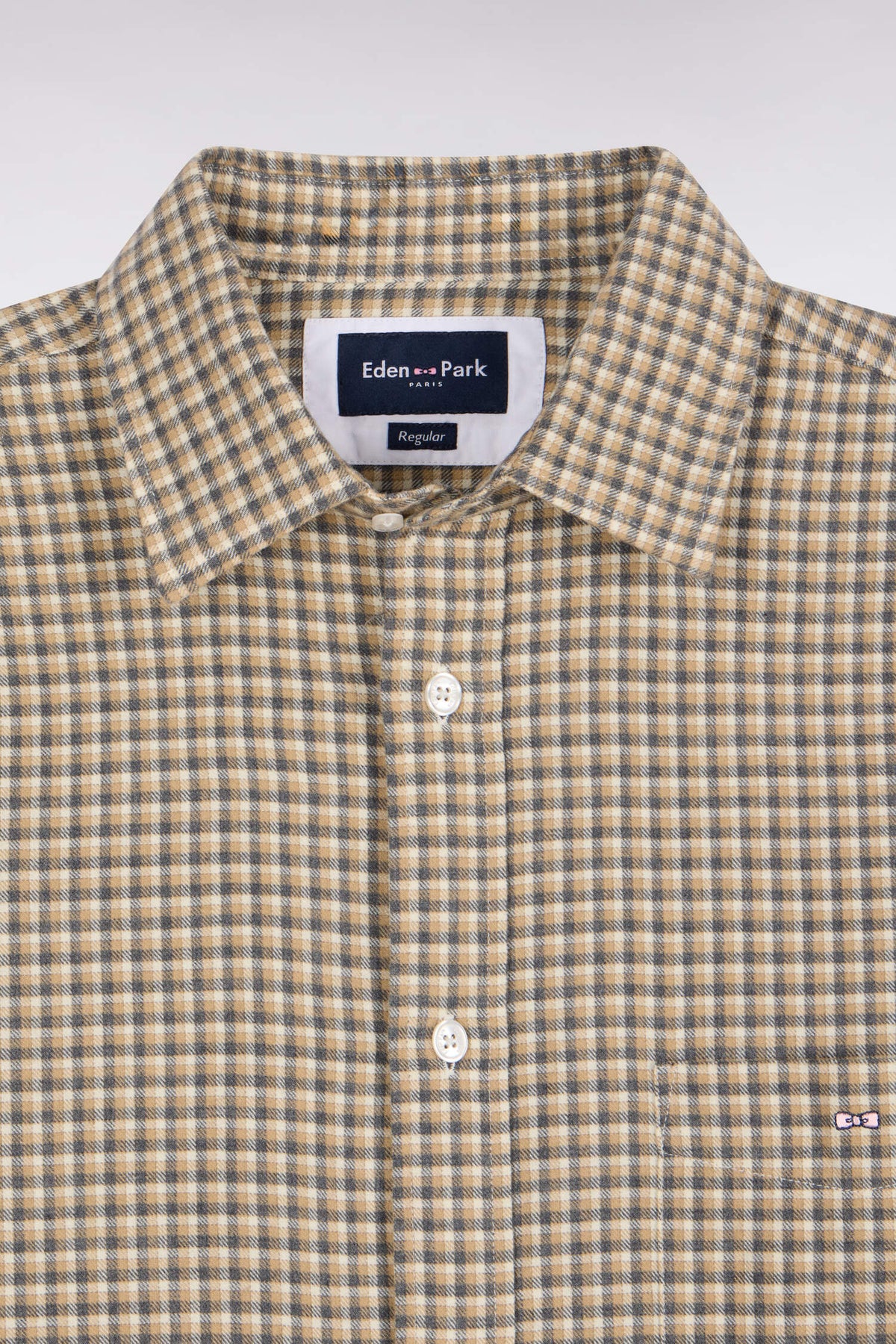 Chemise à carreaux beige