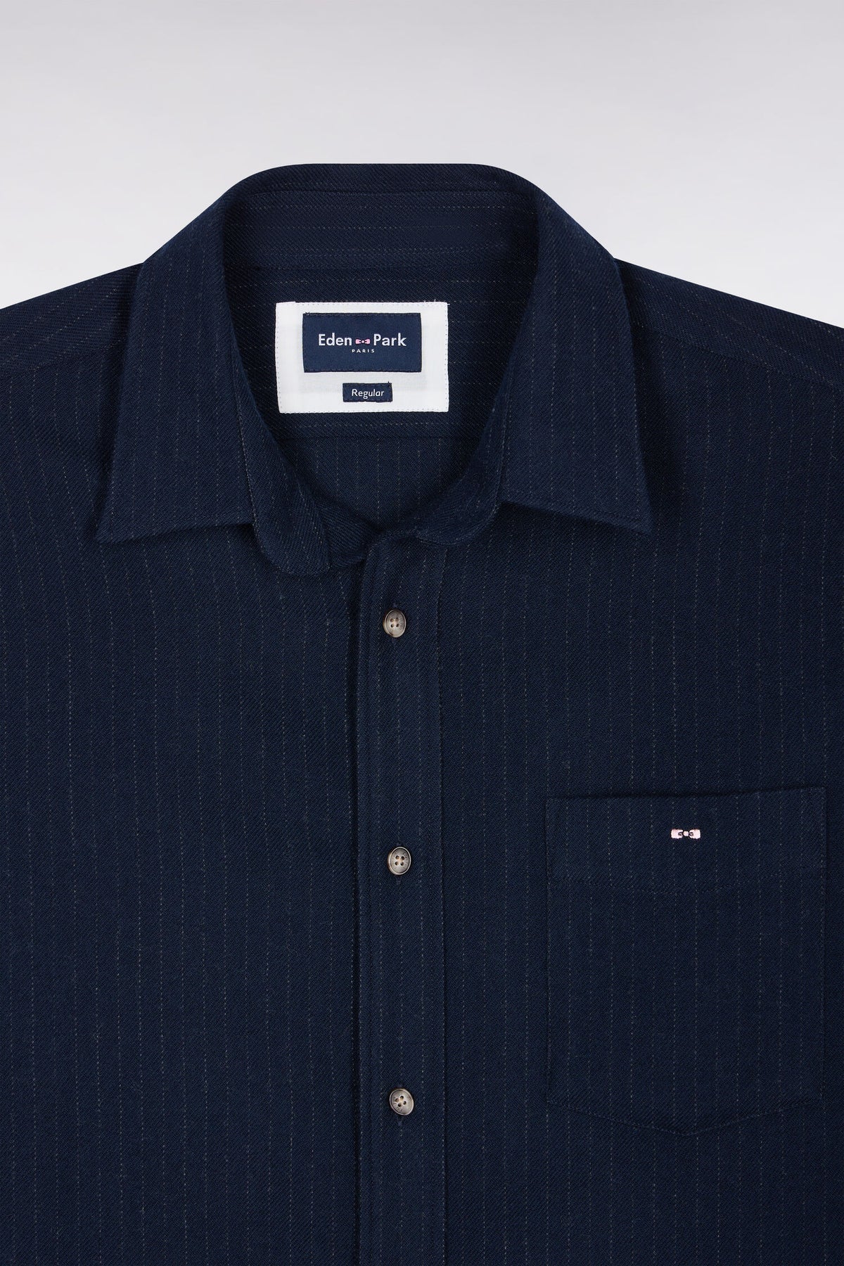 Chemise en flanelle rayée marine coupe droite