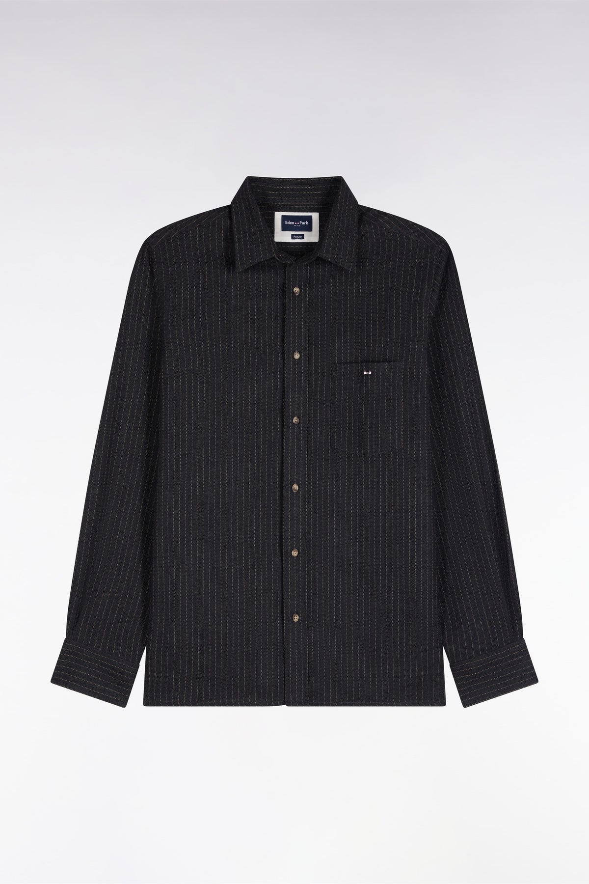 Chemise en flanelle rayée grise coupe droite