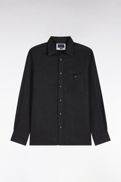 Chemise en flanelle rayée grise coupe droite - Image 2