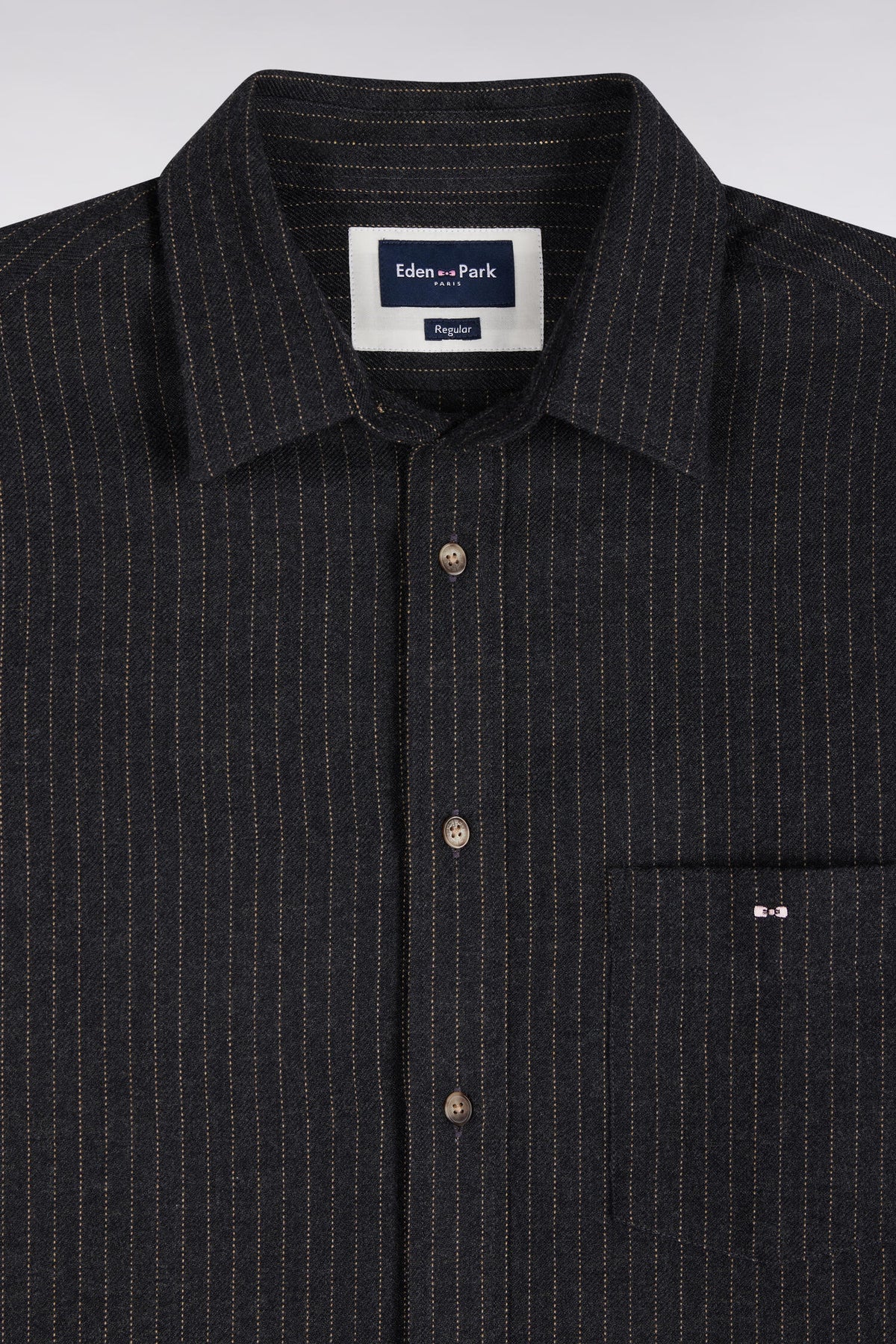 Chemise en flanelle rayée grise coupe droite