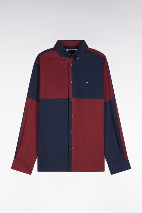 Chemise en coton marine et bordeaux coupe droite - Image 2