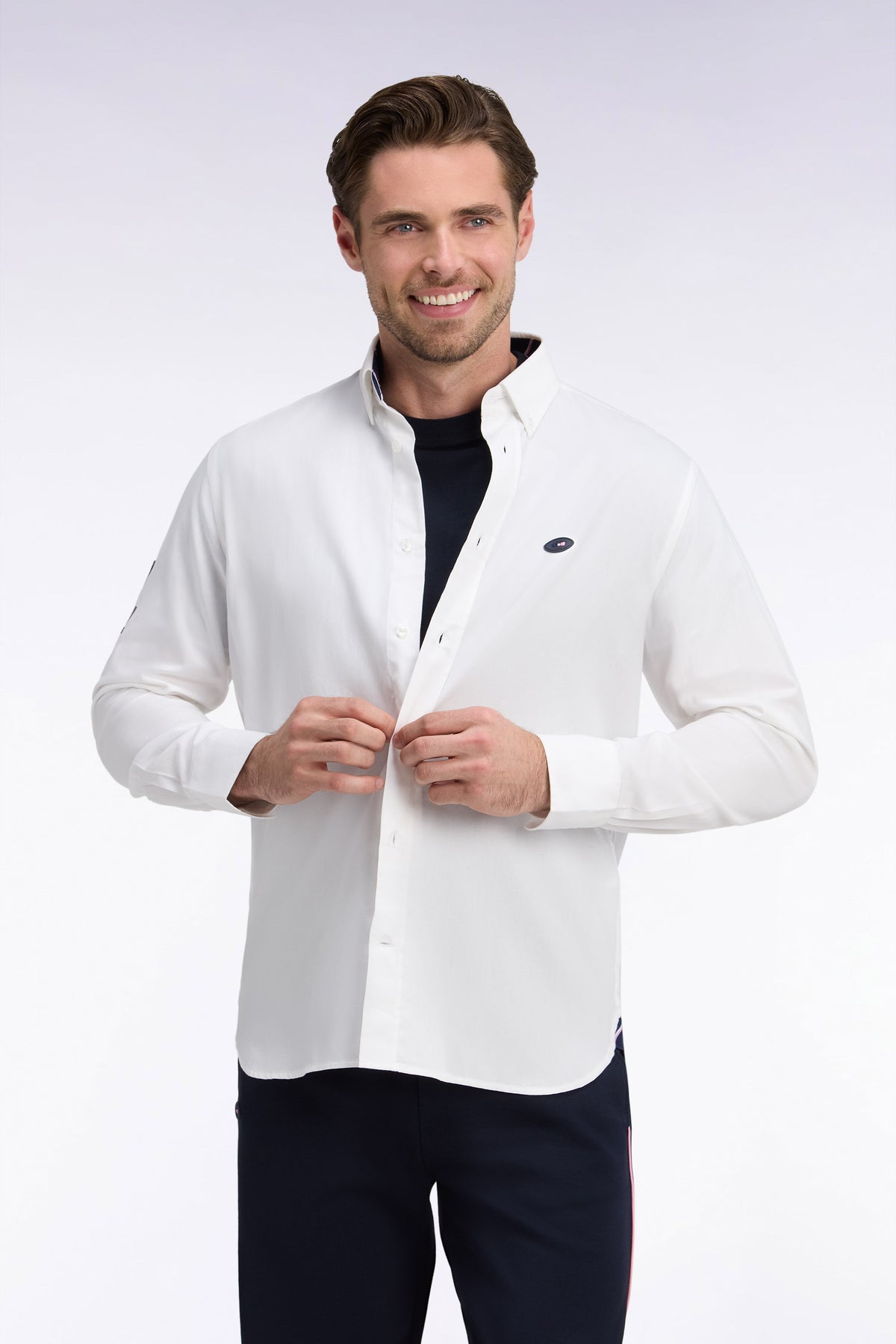 XV de France shirt in white cotton, straight cut back patch
