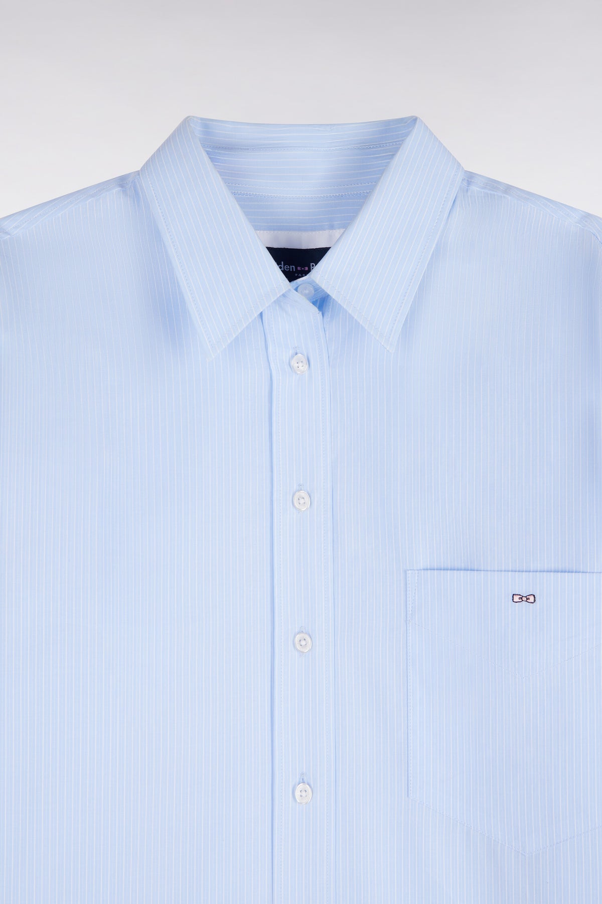 Chemise en coton ciel à rayures blanches coupe oversized