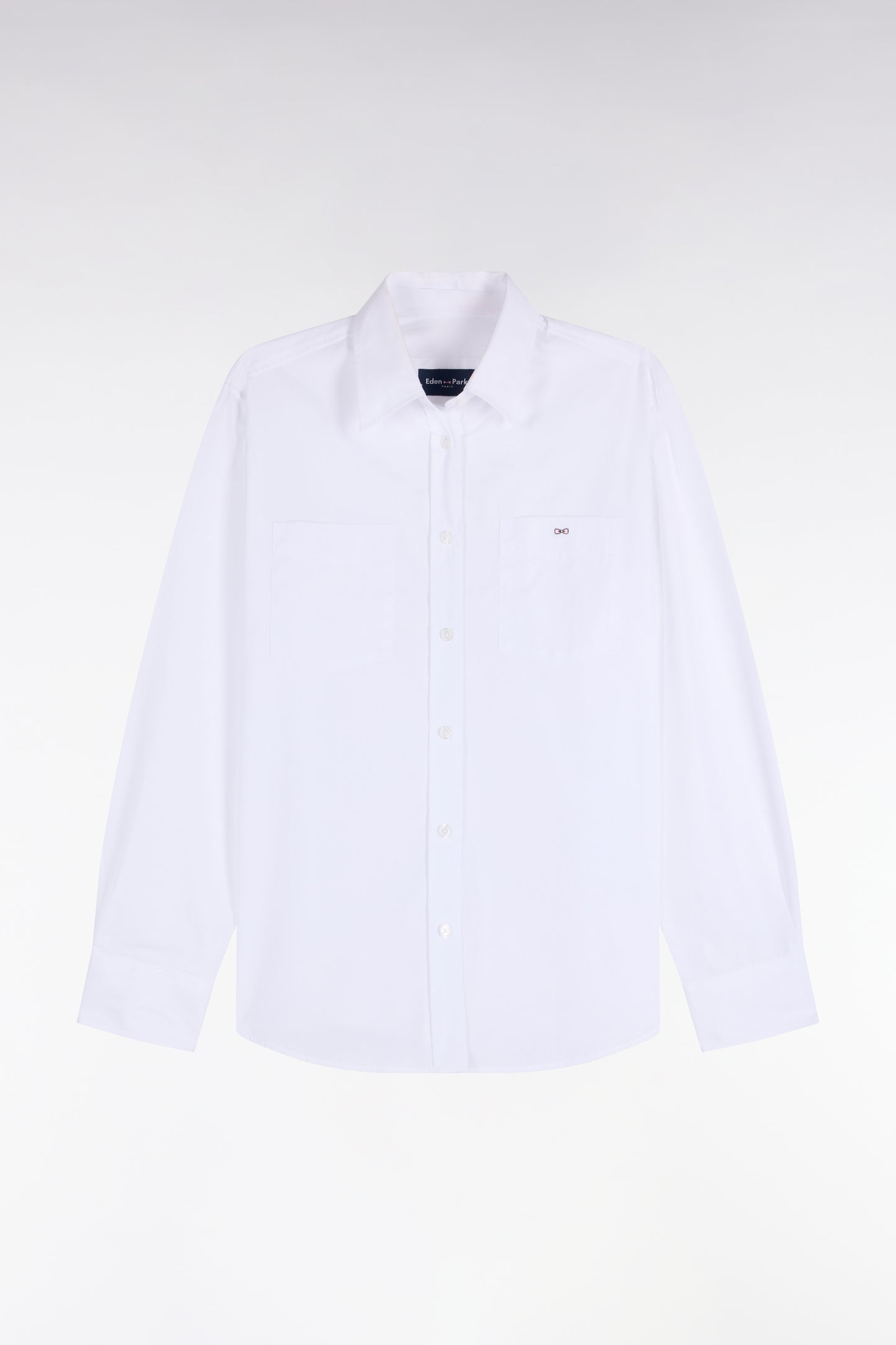 Chemise en coton blanc à poches plaquées coupe décontractée