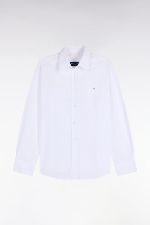 Chemise en coton blanc à poches plaquées coupe décontractée - Image 2