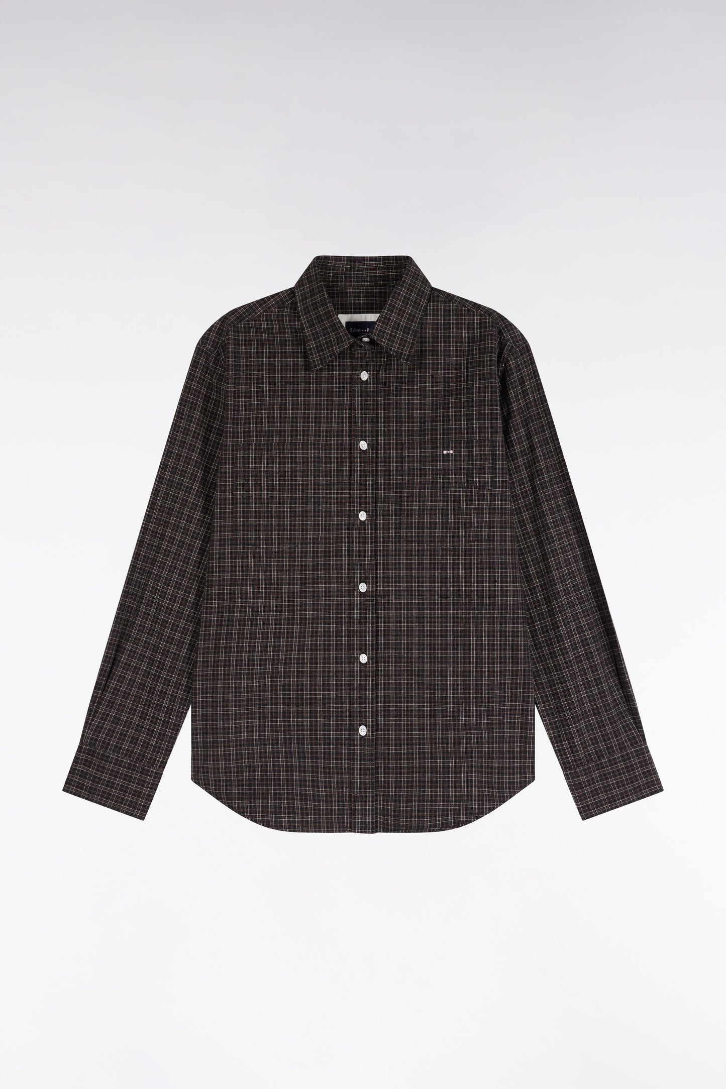 Chemise à carreaux en coton noir coupe décontractée