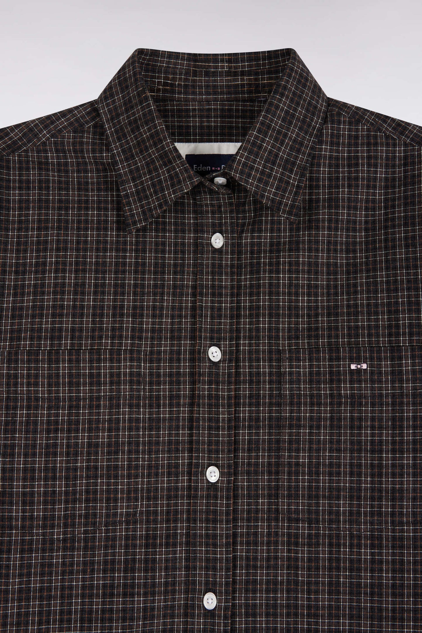 Chemise à carreaux en coton noir coupe décontractée