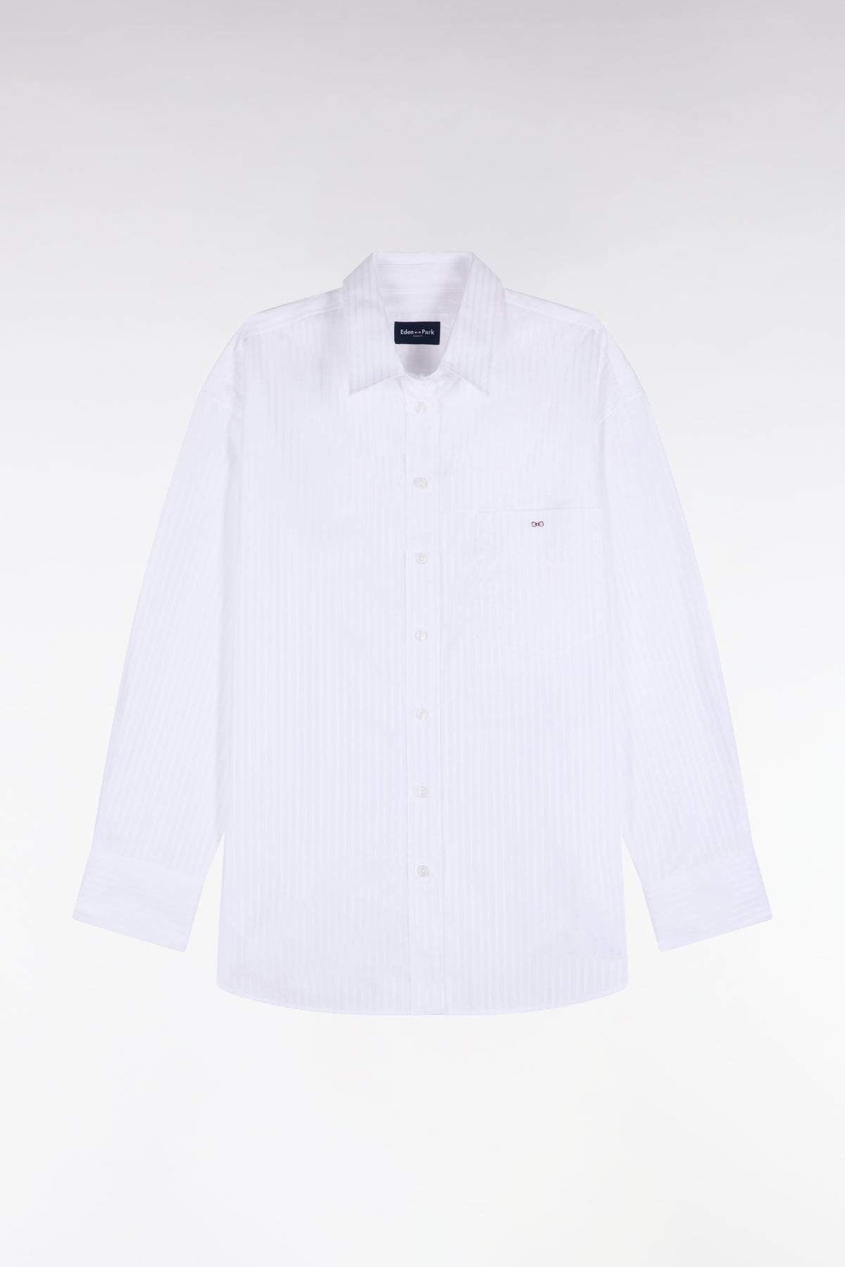 Chemise en coton blanc à rayures beige coupe Relaxed