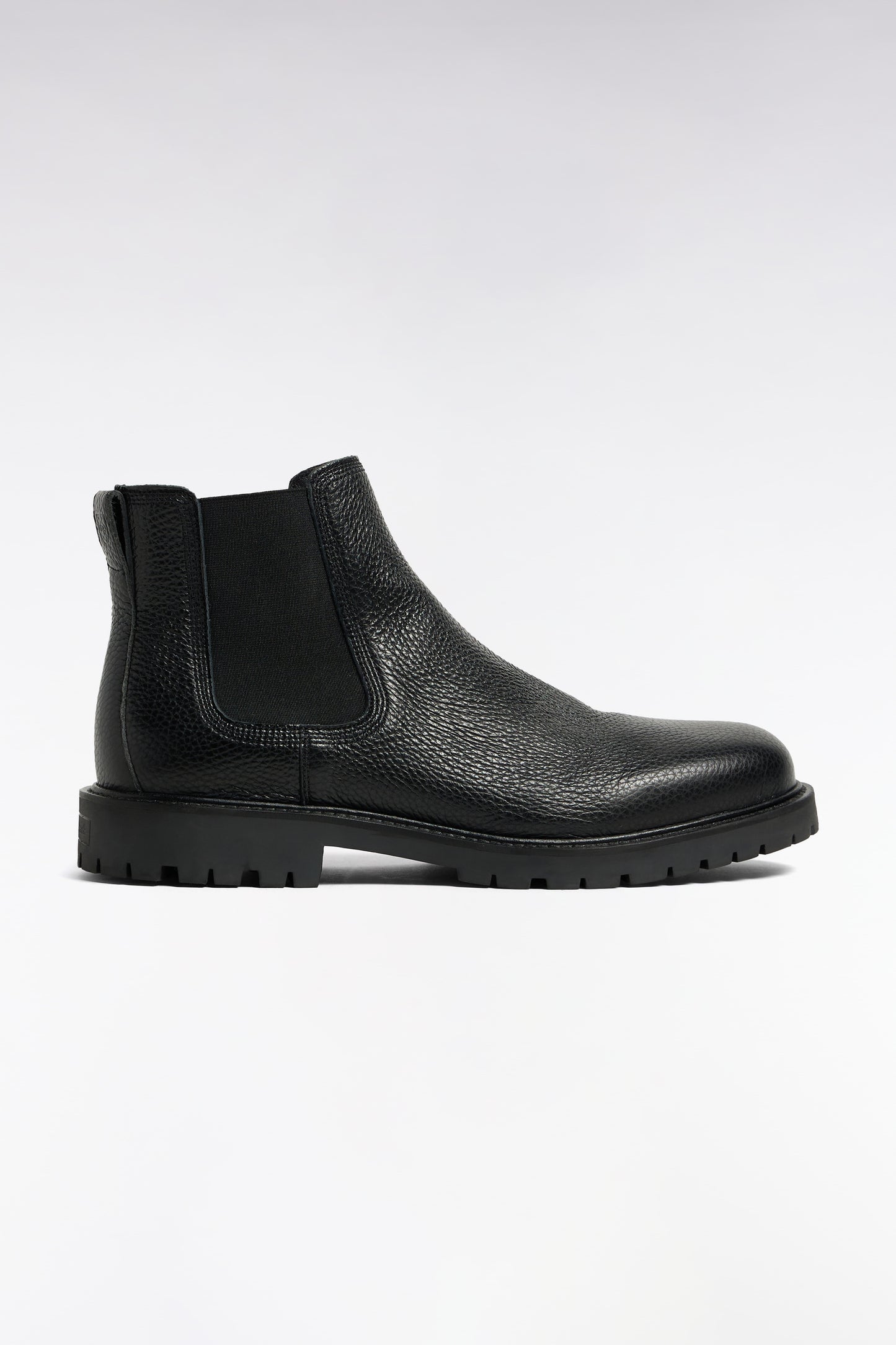 Bottines Chelsea en cuir grainé noir