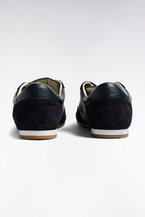 Baskets basses bimatière en cuir et daim marine - Image 2