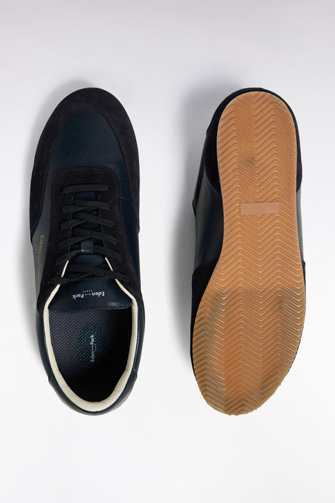 Baskets basses bimatière en cuir et daim marine - Image 3