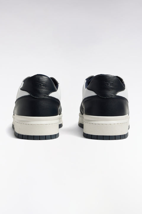 Baskets en cuir bicolore marine et blanches - Image 2