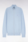 Cardigan zippé en coton bleu ciel coupe droite