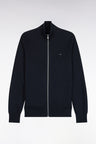 Cardigan zippé en coton marine coupe droite