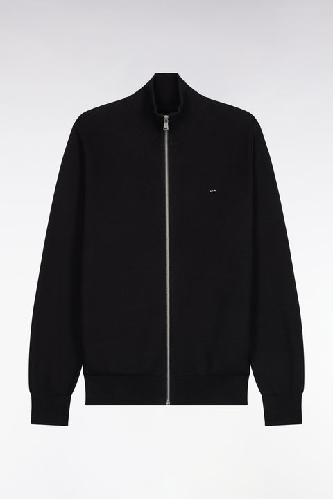 Cardigan zippé en coton noir coupe droite - Image 2