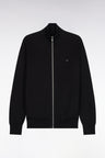 Cardigan zippé en coton noir coupe droite