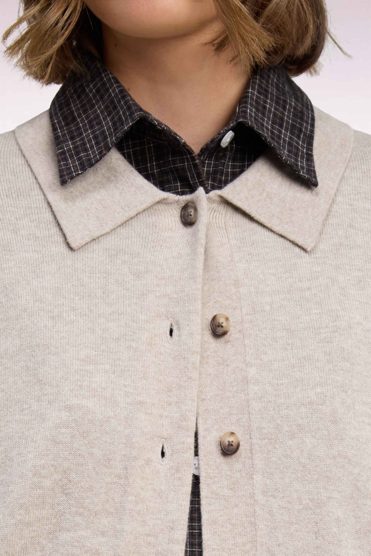 Cardigan en laine vierge et cachemire beige
