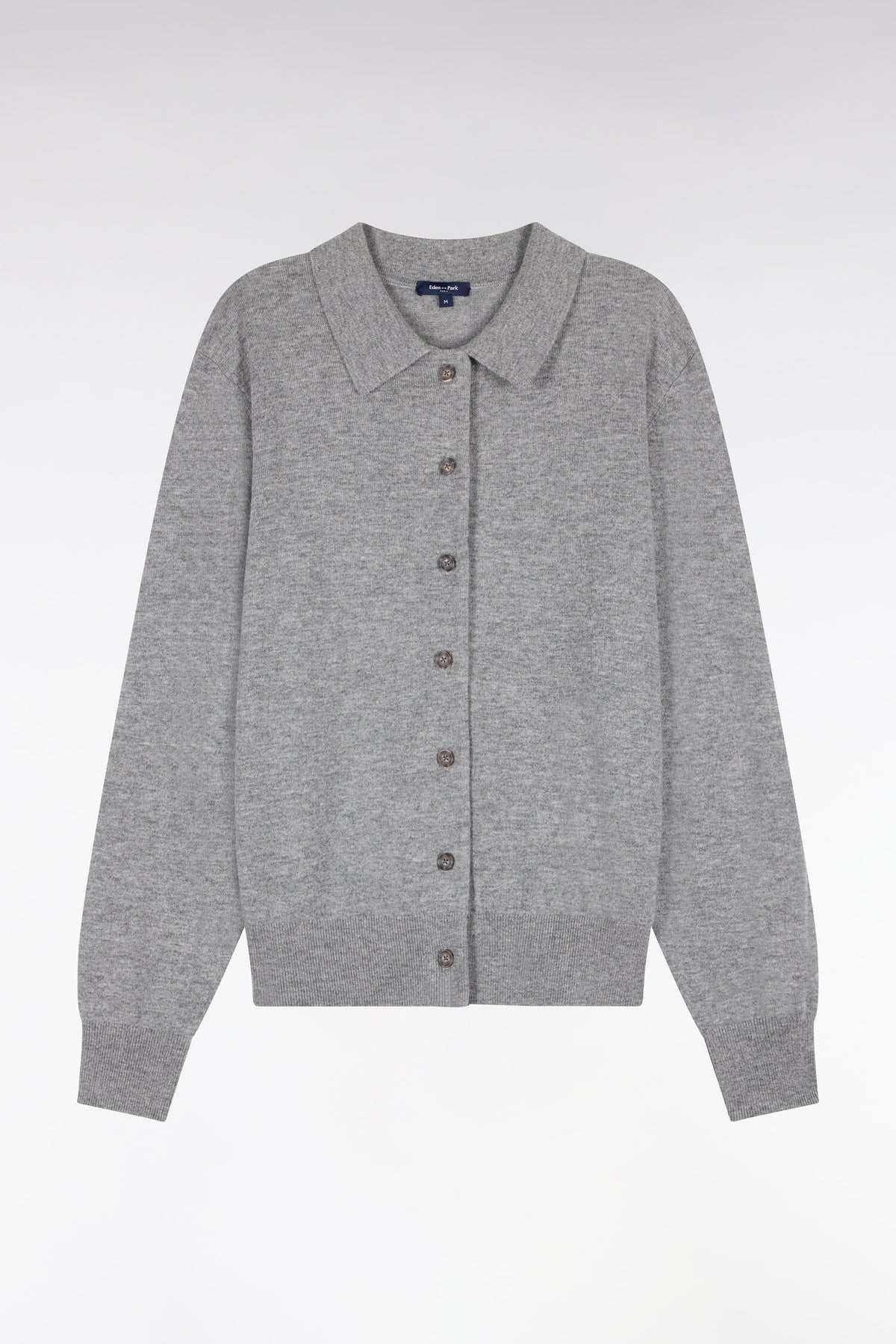 Gray virgin wool and cashmere cardigan