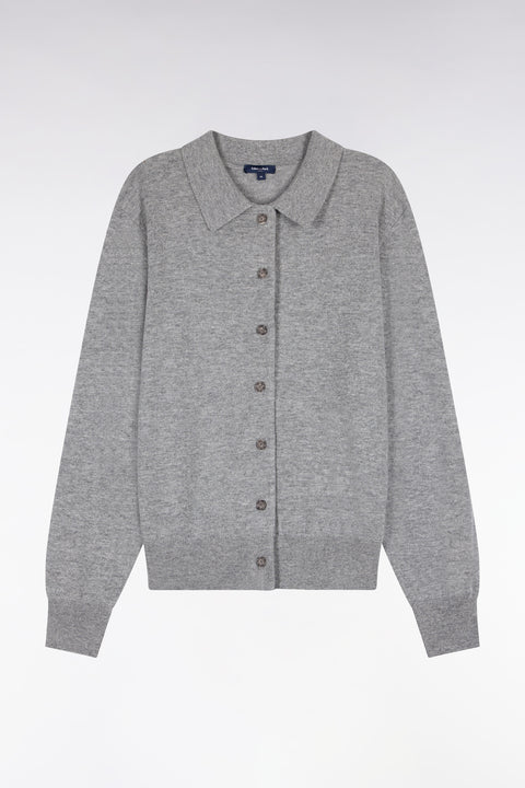 Cardigan en laine vierge et cachemire gris - Image 2