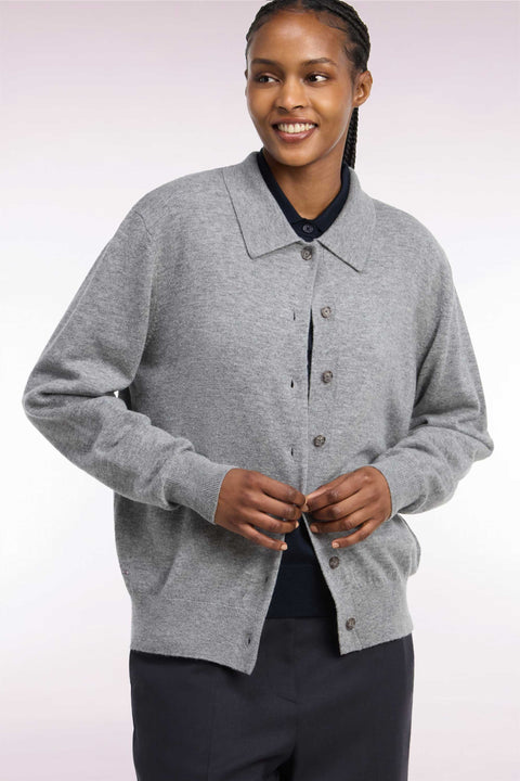 Cardigan en laine vierge et cachemire gris - Image 1