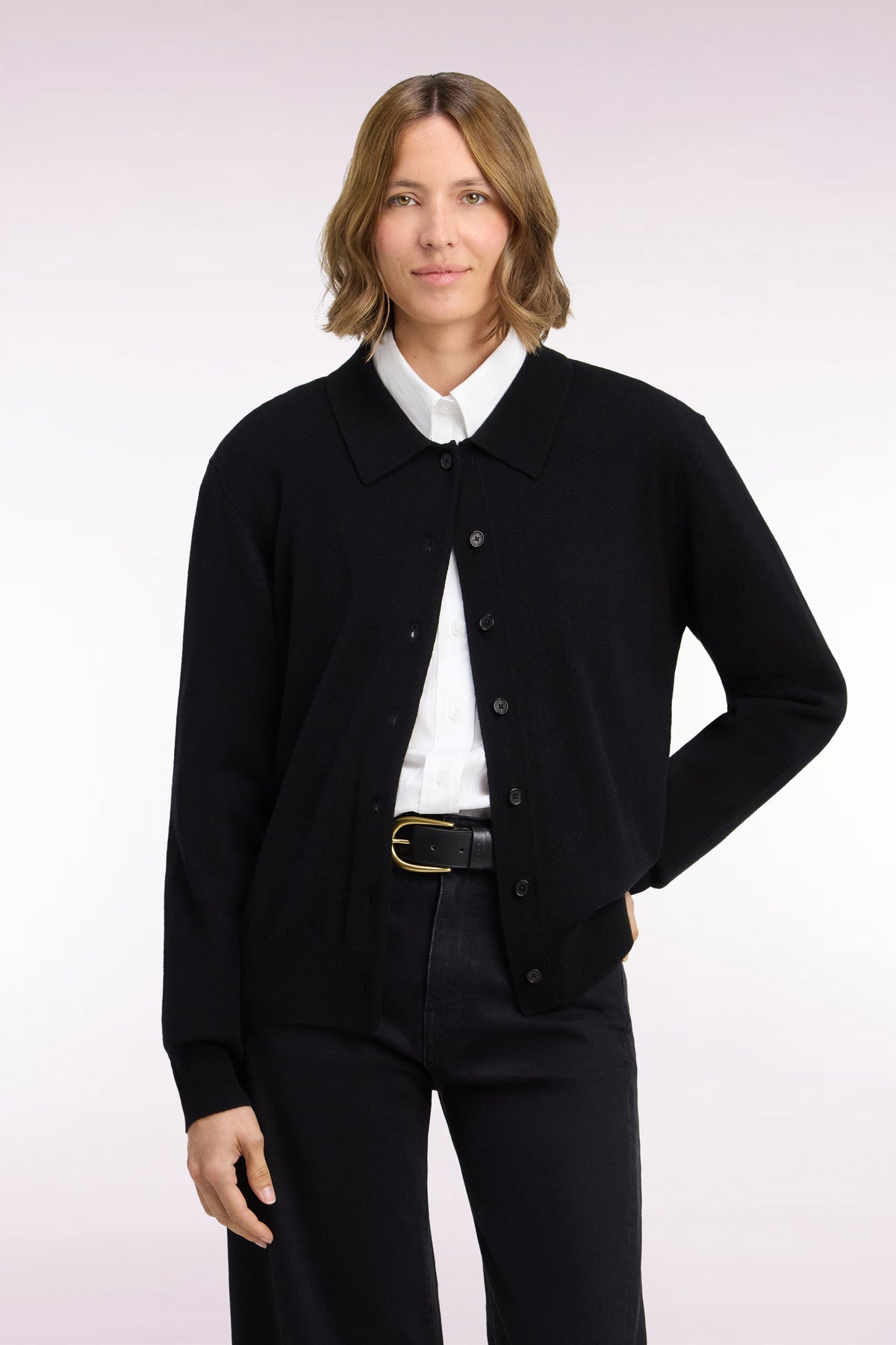 Cardigan en laine vierge et cachemire noir