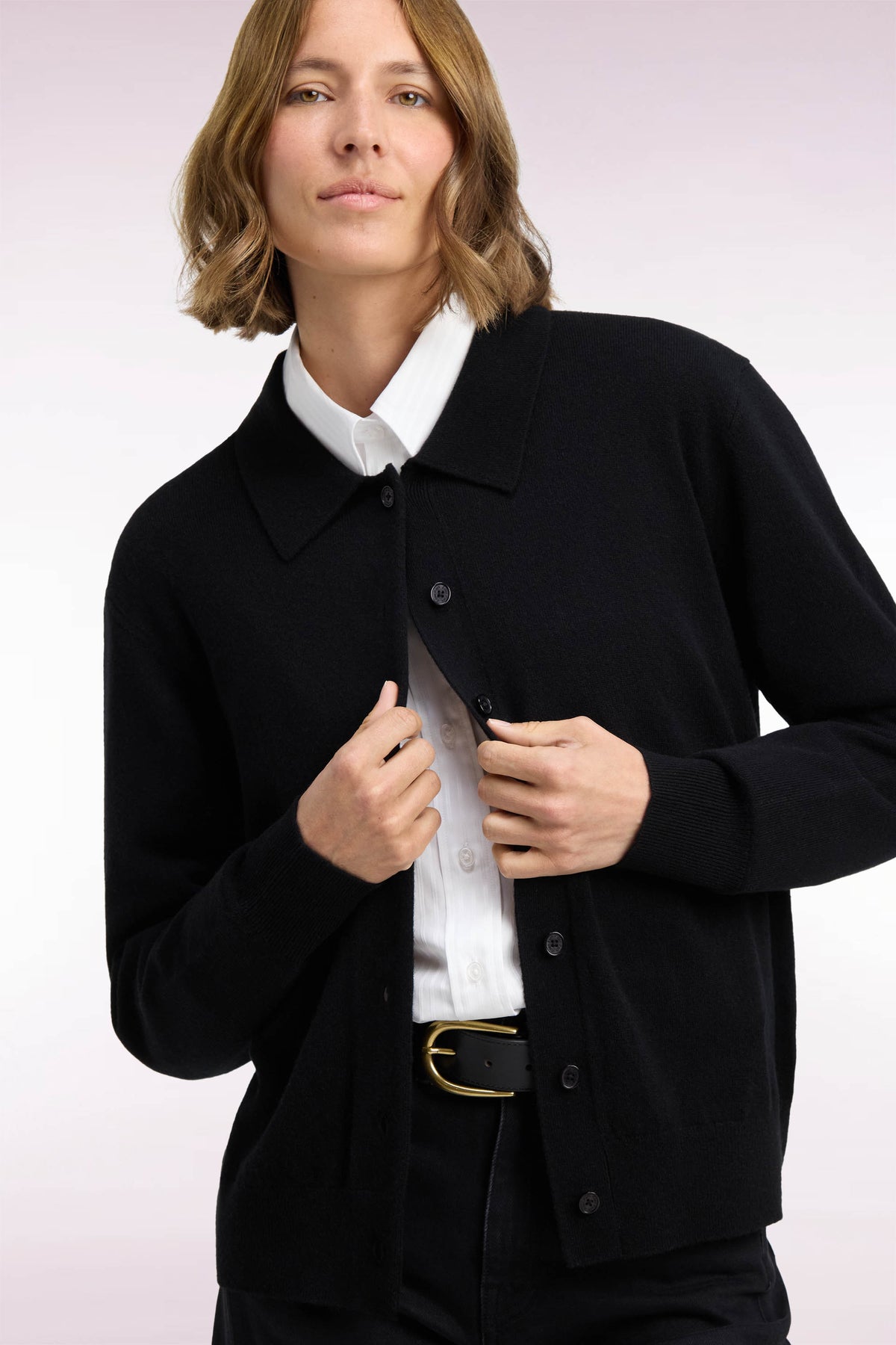 Cardigan en laine vierge et cachemire noir
